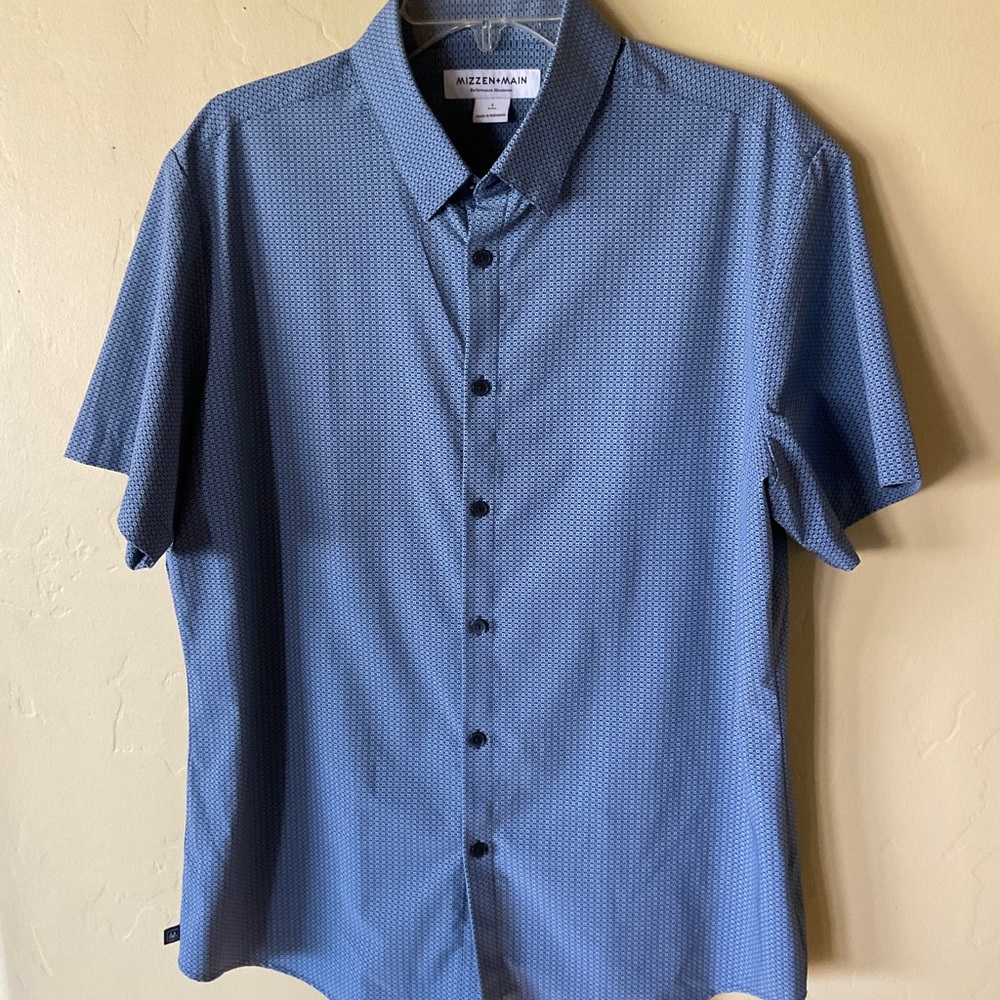 Mizzen+Main Performance, SS Shirt -Blue Pattern- Large Trim Fit